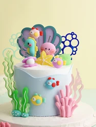 Mermaid Cake Topper Birthday Party 1 Year Old Girl Seashells Ocean Theme Decoration Cake Baby Shower Ariel The Little mermaid