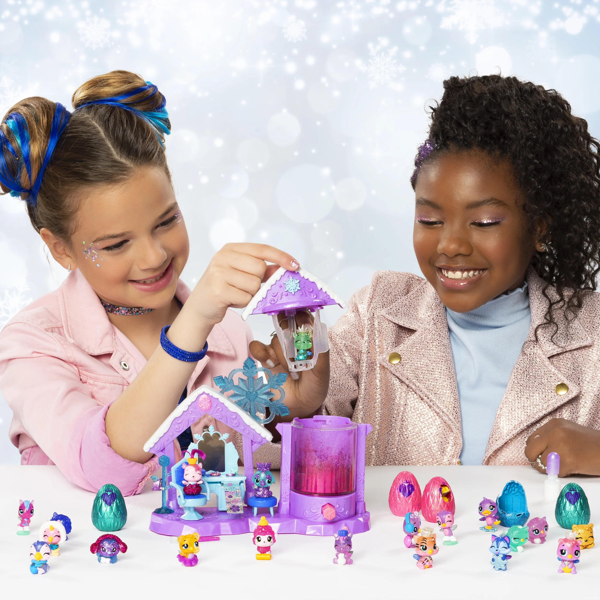 Hatchimals CollEGGtibles Glitter Salon Playset Royal Snow Ball Hatching Mini Eggs The Magic Genie Collection Toys Gifts