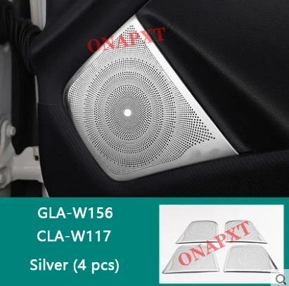 4 PCS For Mercedes Benz GLA W156 CLA W117 Black Siver Interior Door Audio Speaker Panel Trim Loudspeaker Midrange Lid Cover