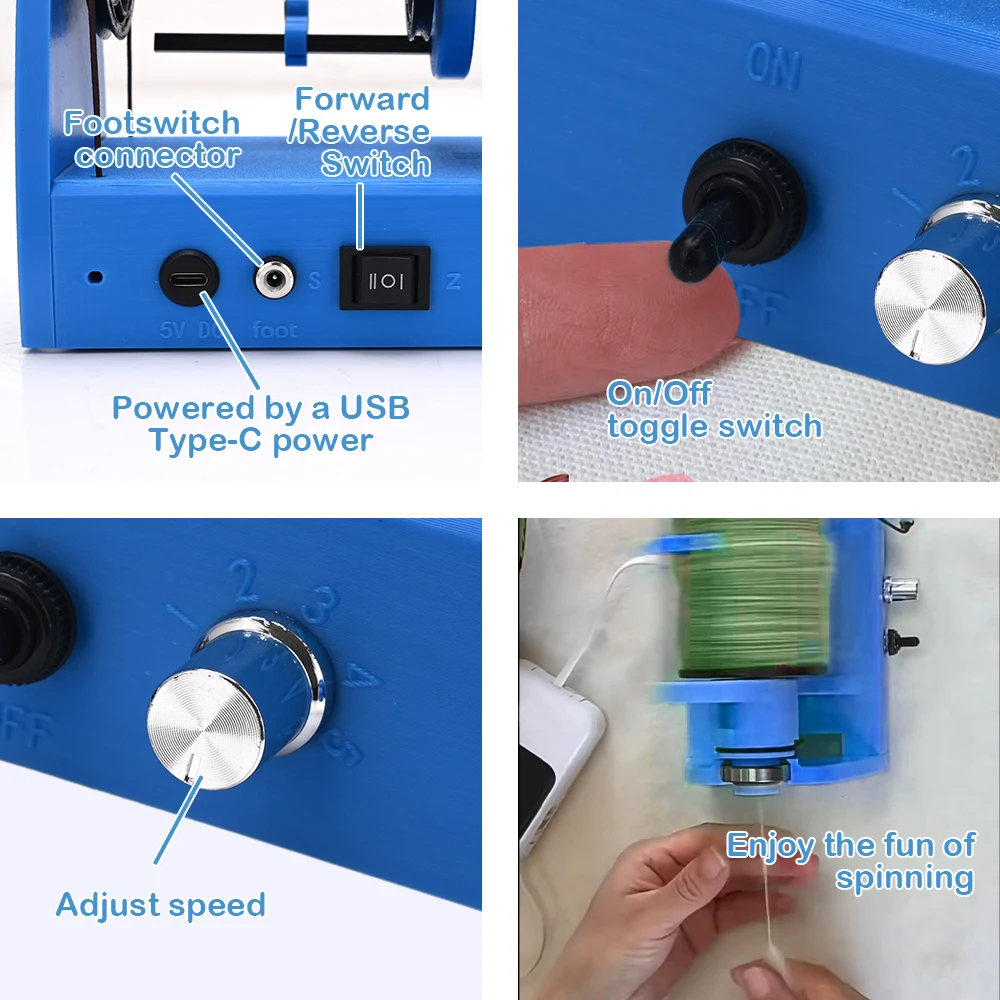 Electric Spinning Wheel for DIY Yarn Spinning Portable Wool Fiber Spinning Machine for Craft Studio Home Use