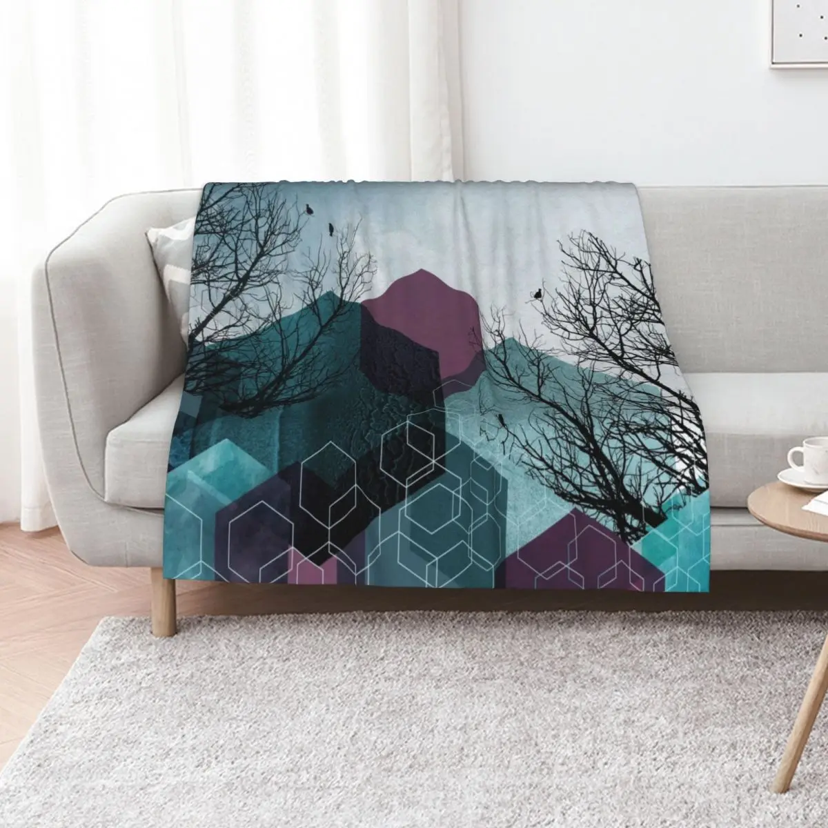 Treescape Throw Blanket Multi Use Warm Blanket for Living Room Bedroom