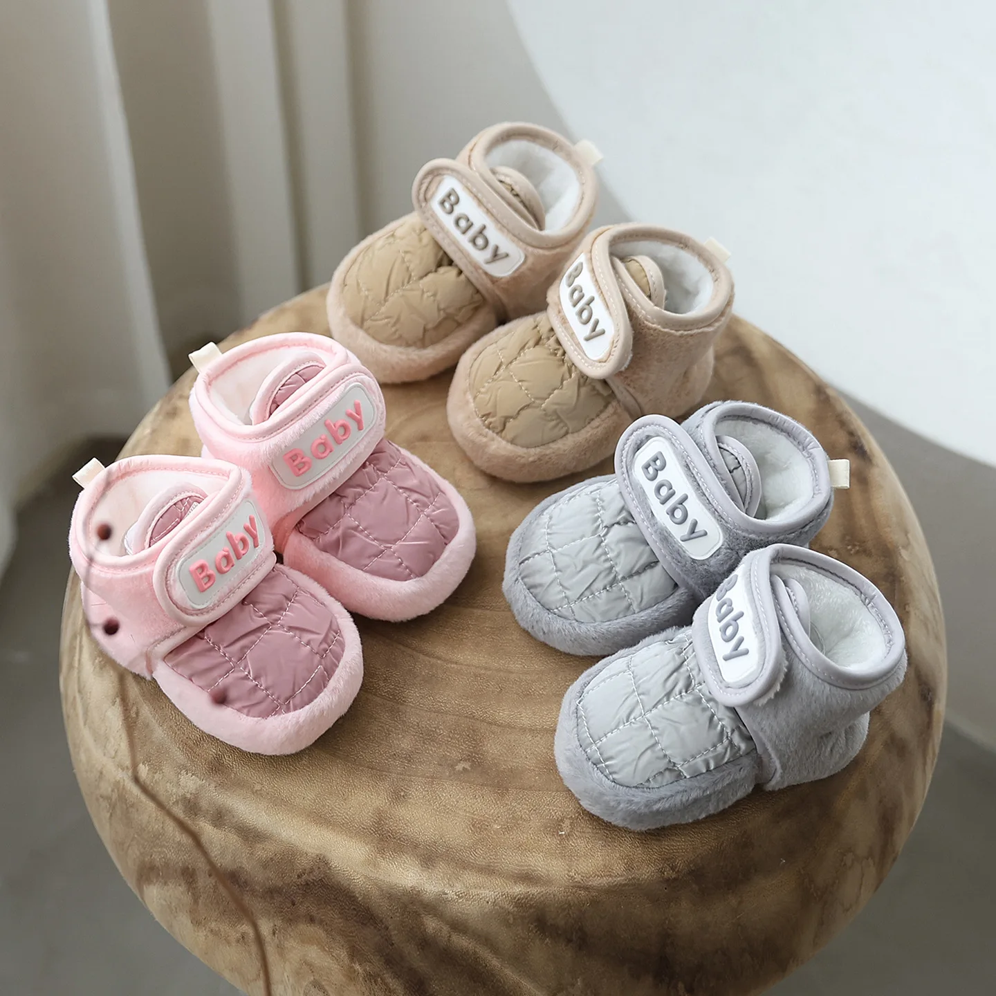 0-1 Year Old Baby Cotton Shoes With Thick Velvet Autumn and Winter Walking Shoes Baby Snow Boots Keep Warm and Slip Resistant