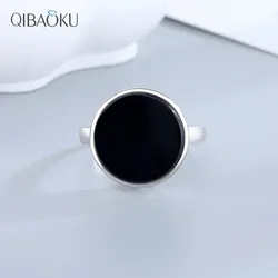 Silver Ring 15MM Natural Stone Lapis Agate Malachite Brief Design Cute Ring Fine Women Party Jewelry