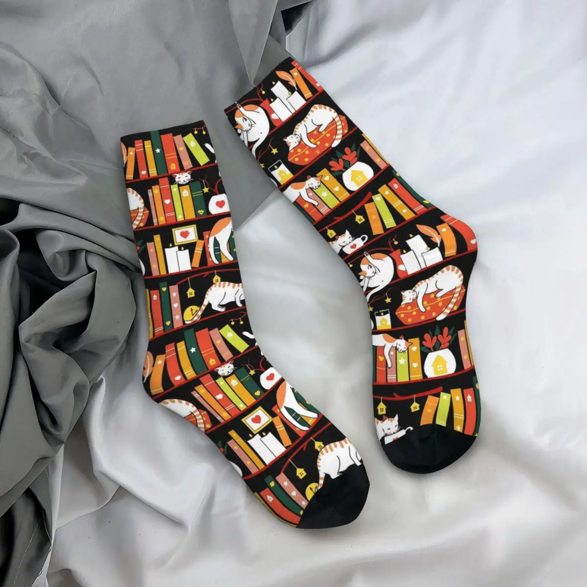 Library Cats Stockings Autumn Colour Version Design Funny Socks Autumn Anti Skid Socks Couple Running Sports High Quality Socks