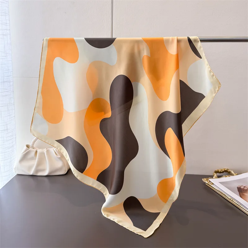 

Luxury Printing 70cm Square Scarves Women's Silk Scarf Spring Summer Bandana Neckerchief Small Foulard Shawl