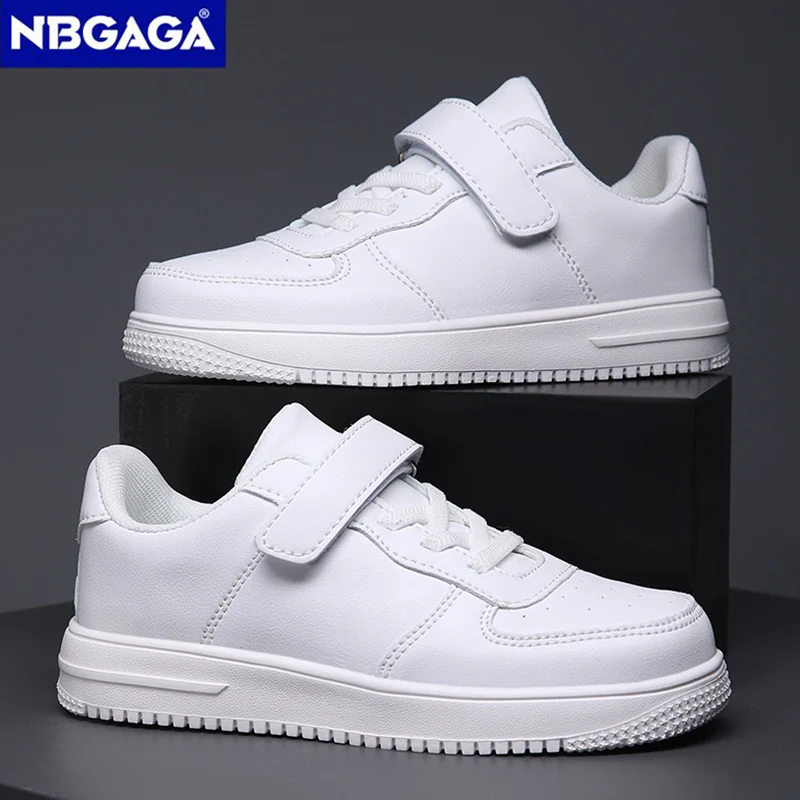 Children Sneaker Boys Casual Shoes White Leather Flat Student Walking Shoes Non-slip Girl Lightweight Sports Tennis Footwear