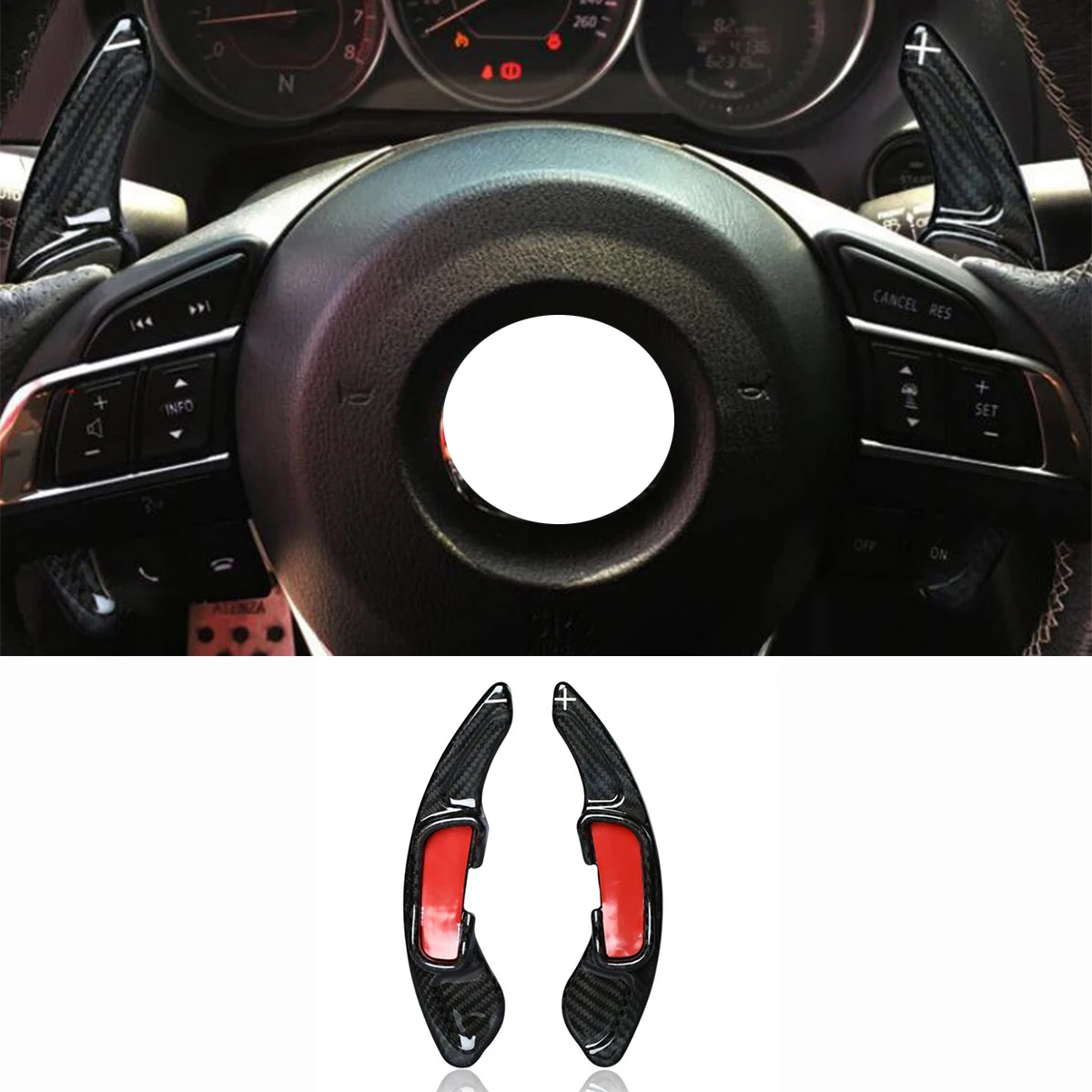 

2Pcs Real Carbon Fiber Car Steering Wheel Shift Paddle For Mazda Axela Atenza CX-4 CX-5 Paddle Shifter Extension