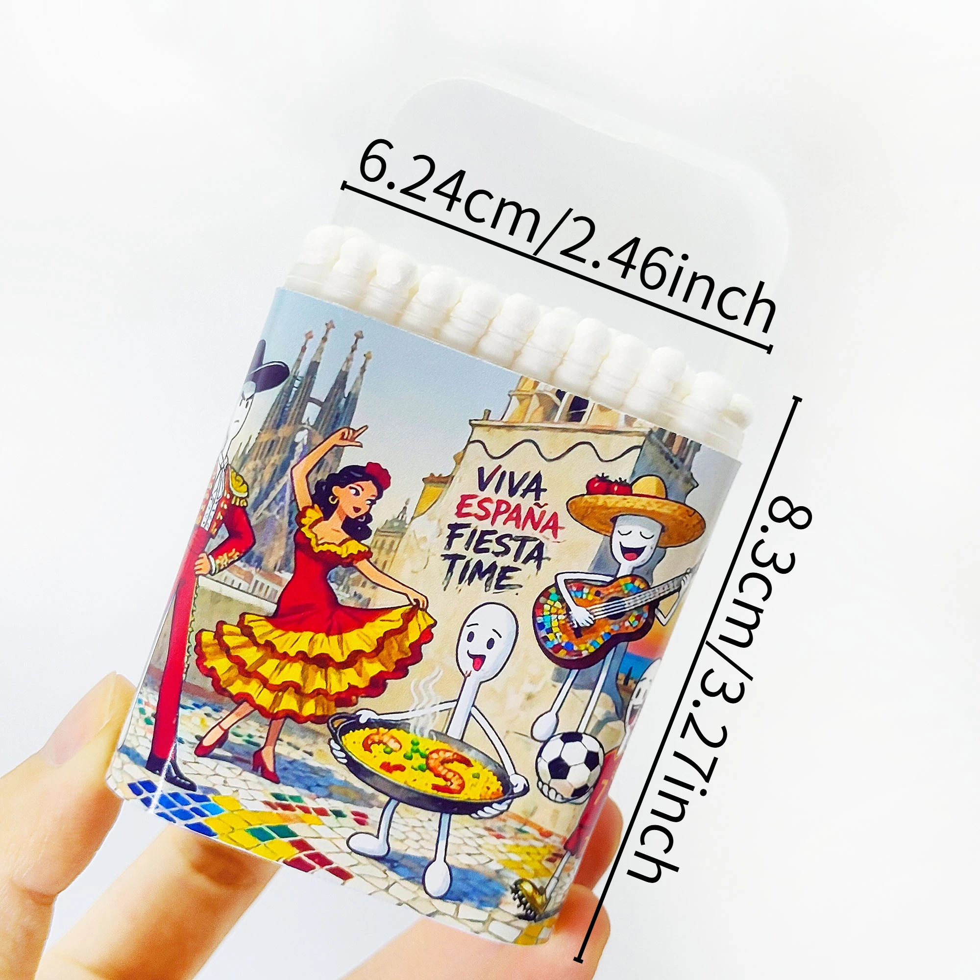 200개 스페인 테마 면봉, 양면 나선형 두꺼운 면봉, 스페인 문화 면봉.