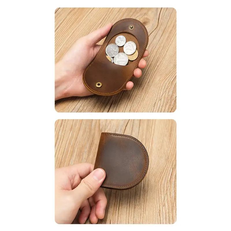 Kleine Echtleder-Münzbörse für Damen, Mini-Geldbörsen für Kinder, Geldklammer mit Verschluss, Clutch-Hobo-Taschen, Geschenkbeutel für Herren, Neue Handarbeit – Detail 5