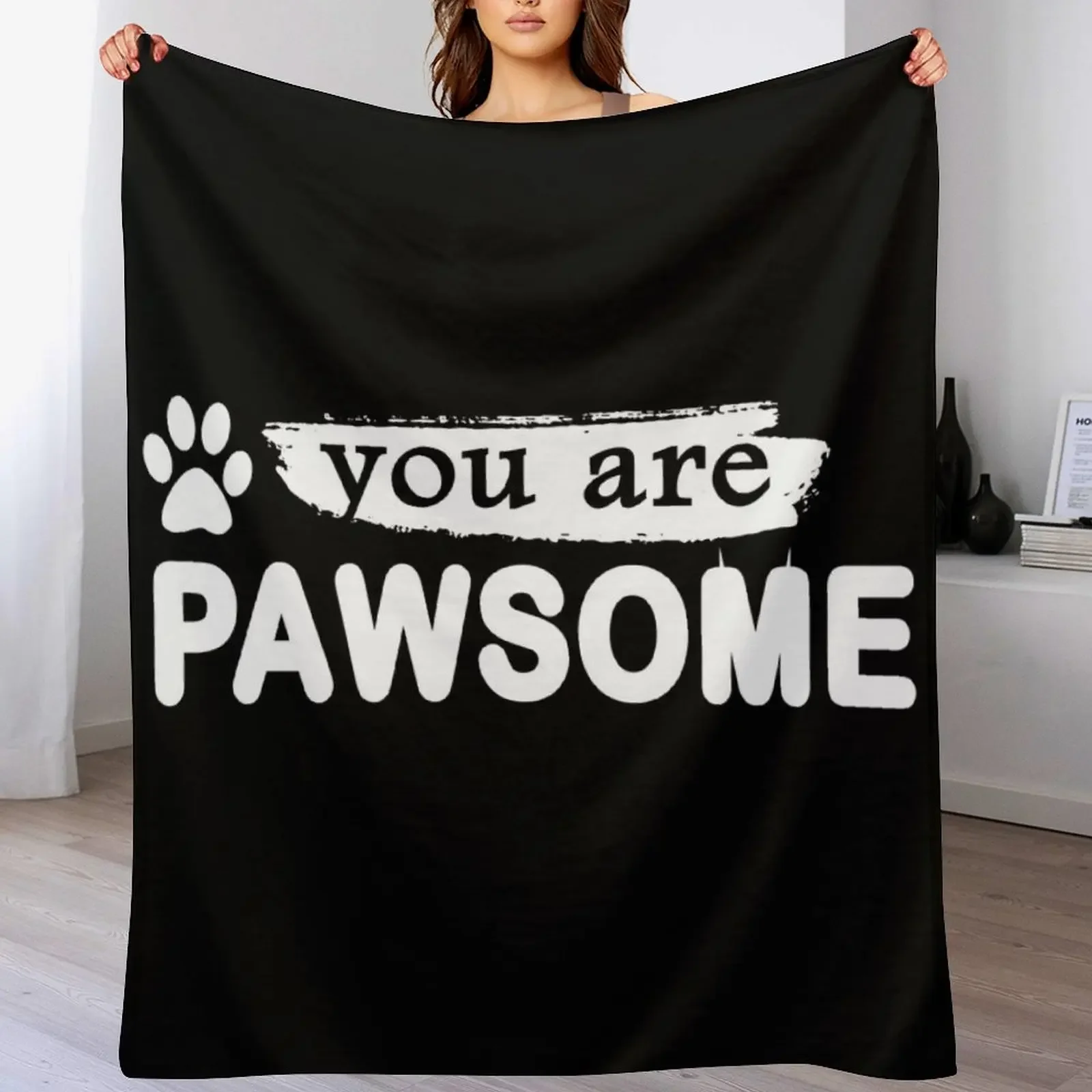 

You Are Pawsome, cartoon comic, cat vintage, dog vintage, pawsome cat, pawsome dog, Throw Blanket Bed blanket king size