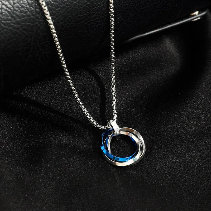 Fashion Round Pendant Outlet Stainless Steel Three Round Necklace ChaIn Men/Women Wholesale Choker Jewelry Free Shipping