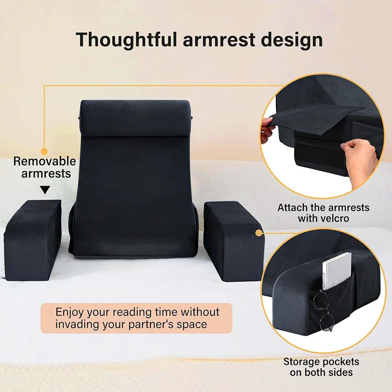 Comfortable Back Support Pillow Cushion with Arms for Adults,Soft Bed Reading Pillow Ideal for Reading Working Gaming Relaxing - view 5
