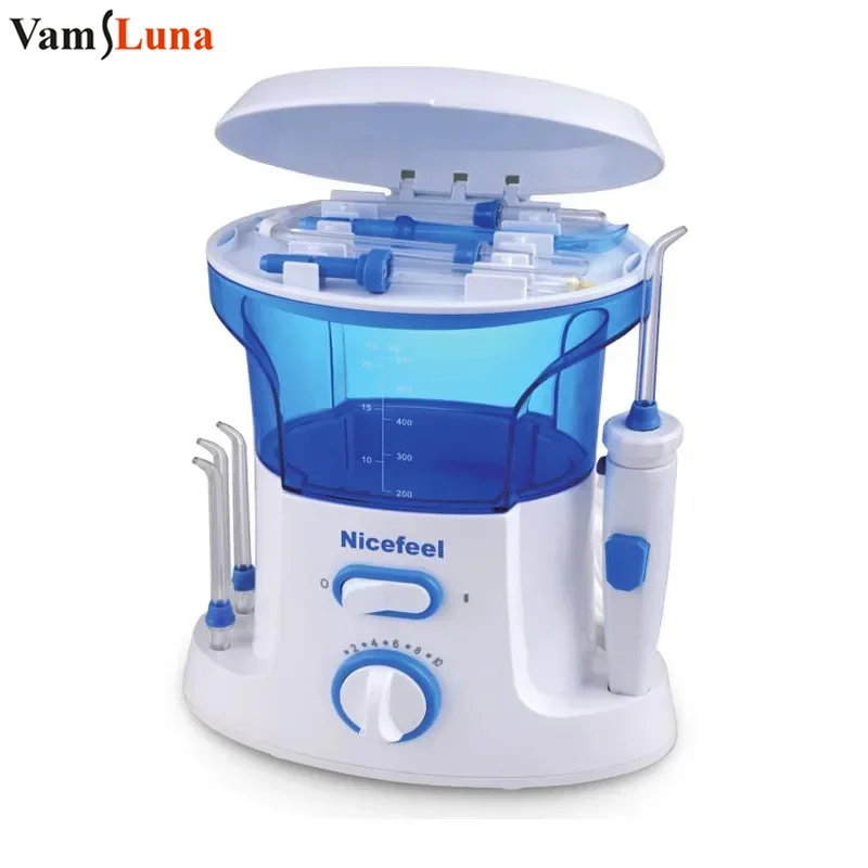 Water Flosser - 600ML Countertop Oral Irrigator with 7 Nozzles, 10 Pressure Settings (30-125PSI), 1700 Pulses/Min for Teeth