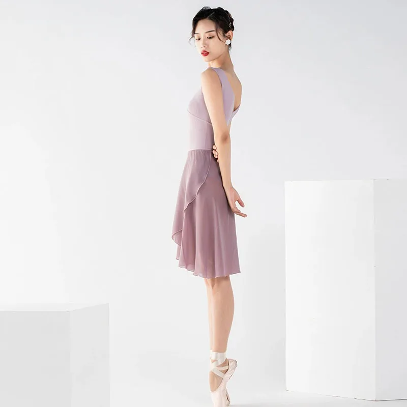 Jupe de Ballet en Mousseline de Soie pour Femme, Robe Irrégulière et Ronde, Jupe en Tulle, Tenue de brevBallerine, Robe d'Entraînement