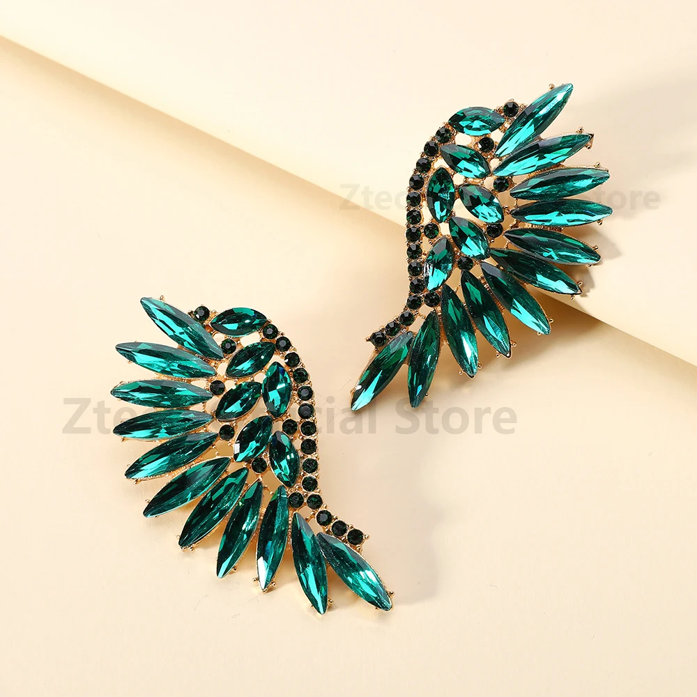 Sexy Elegant Colorful Big Wing Stud Earrings For Women Classic Fashion Design Luxury Vintage Piercing Jewelry Ear Accessories