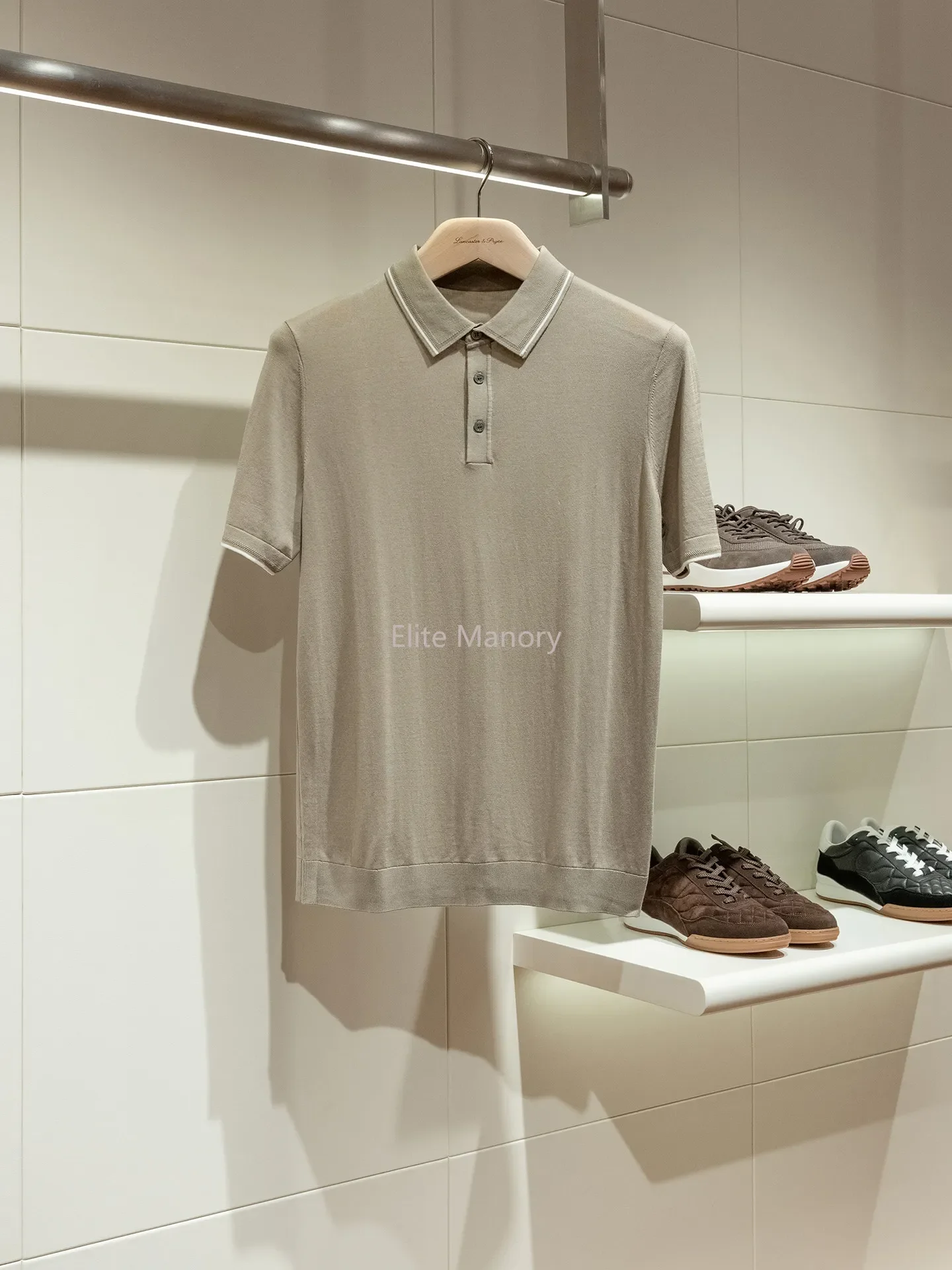 

[Elegant old money style] Lesersan silk cotton, cool, comfortable and breathable, men's lapel short-sleeved POLO shirt