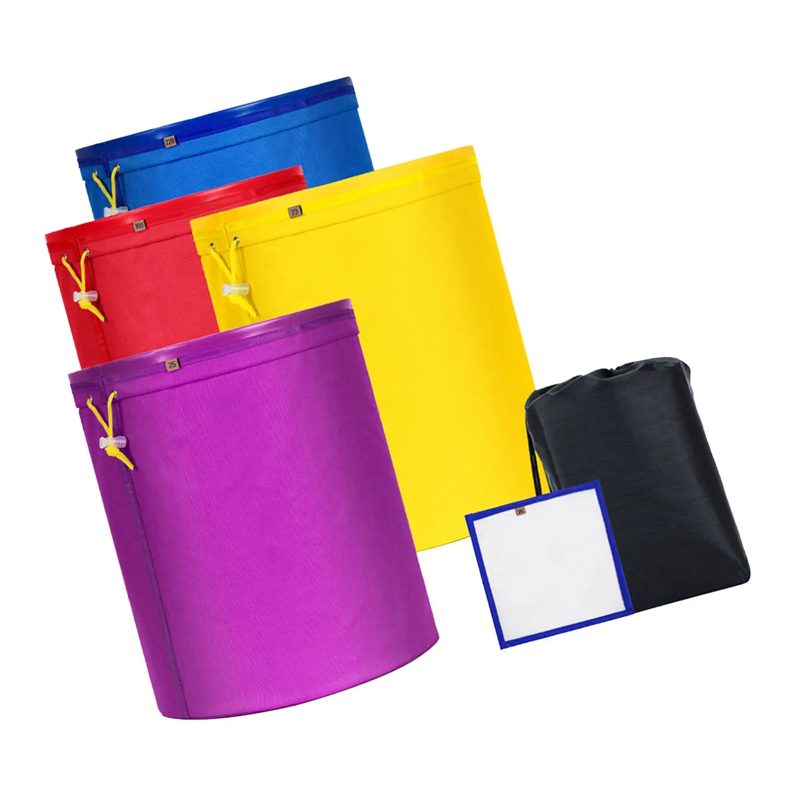 

4Pcs 5 Gallon Filter Bag 25 73 160 220 Micron Ventilation Breathable Mesh 25 Micron Press Screen Waterproof with Storage Bag