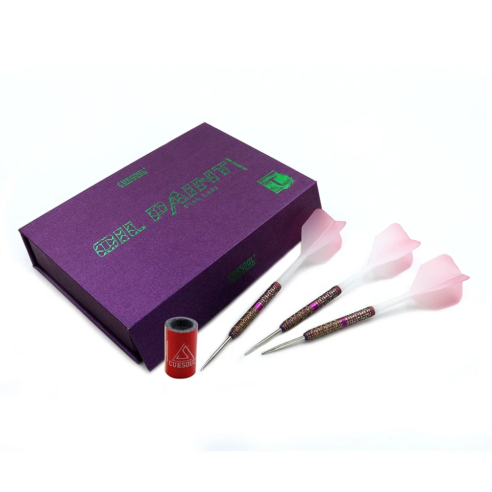 

CUESOUL Pink Lady Cocktail with Oil Paint Finished-21g Steel Tip Darts 90% Tungsten Dart Set