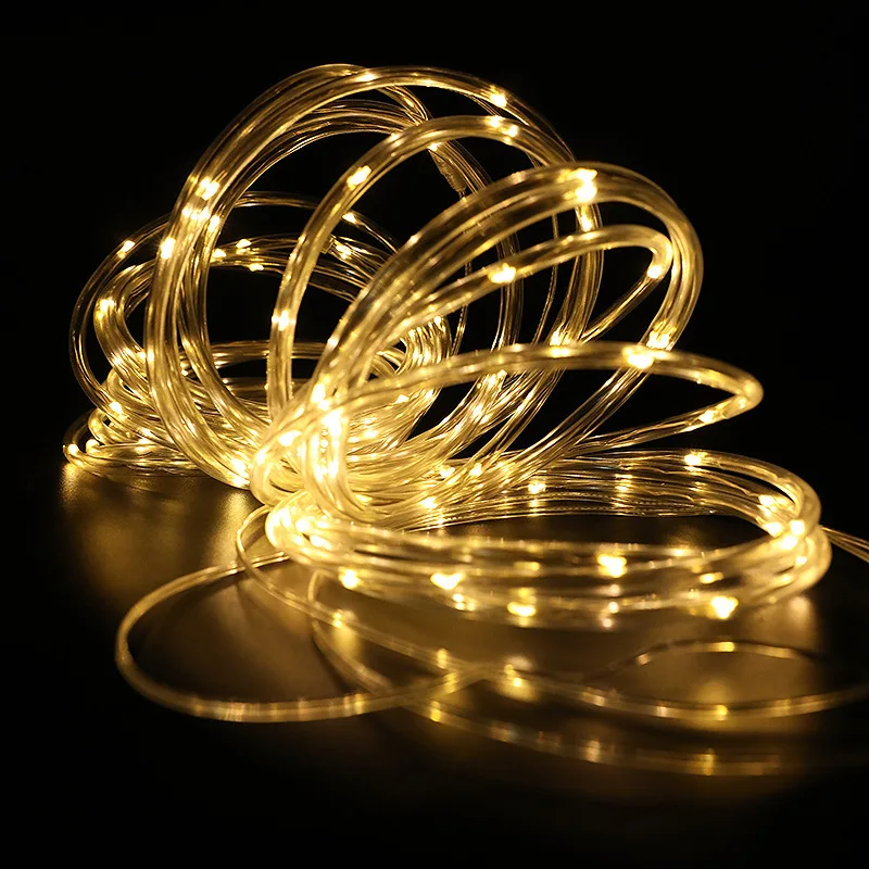 100LED Solar Tube String Light 8 rodzajów wodoodpornych zewnętrznych świateł LED z ciepłego białego drutu miedzianego do ogrodowych oświetlenia