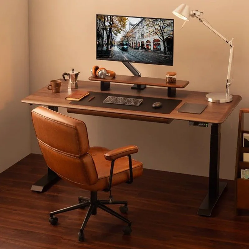 Retro oil wax leather office chair simple armrest roller swivel chair meeting room business middle class chair