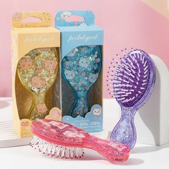 1Pcs Sparkly Mini Air Cushion Hair Comb Gentle Scalp Massage Compact Portable Detangler for Kids Travel Daily Use