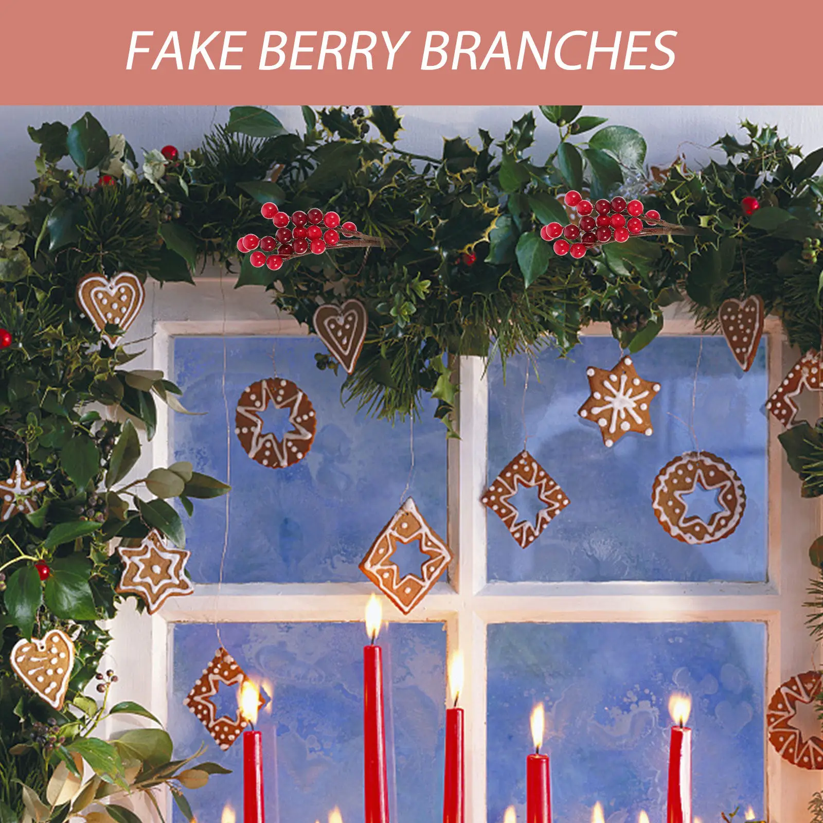 

10 шт. искусственных красных ягодных стеблей для рождественских венков, украшения для вечеринок, центральных элементов стола