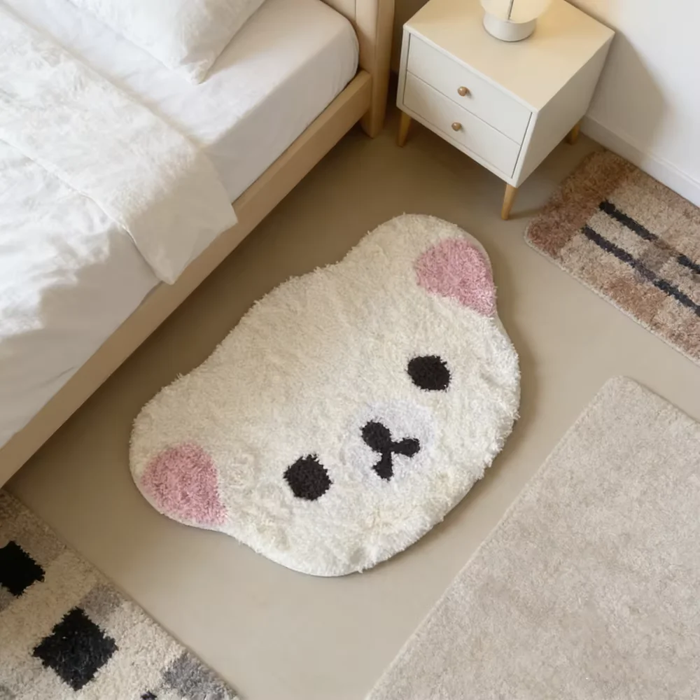 Cartoon Rilakkumas Turftd Rug Kawaii Korilakkuma Bear Floor Mat Bedroom Chair Bedside Lounge Rug Bathroom Doormat Home Decor