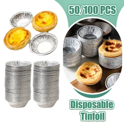 50/100Pcs Reusable Aluminum Foil Baking Cups Egg Tart Pan Cupcake Case Tar Cake Mold Bakewares with Tin Barbecue Cake making Cup