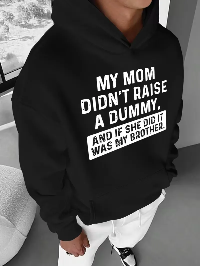 سويت شيرت رجالي فضفاض بغطاء للرأس، بلوفر أسود على طراز الشارع، قميص أمريكي كاجوال بقلنسوة، مناسب لهدايا عيد الميلاد #1