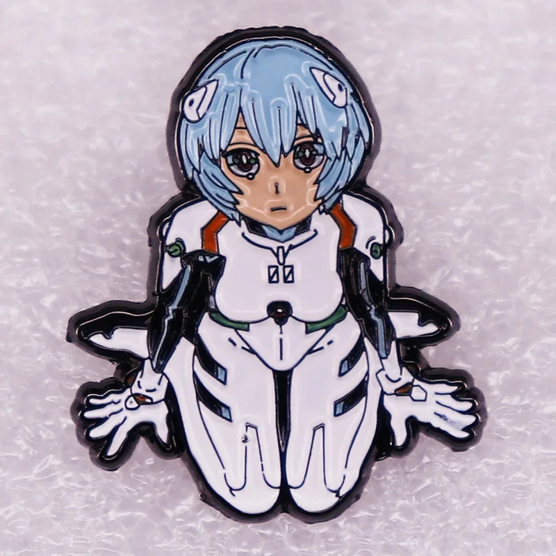 Japanese Adventure Animation EVA-01 Ayanami Rei and Asuka Pins Metal Brooch Confidential Registry Badge Jewellery Accessory