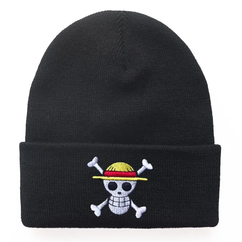 One piece new skull pirate embroidery knit hat pullover warm cold hat for men and women autumn and winter cold hat for students