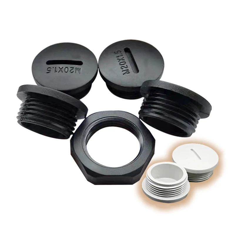 Plastic Waterproof Plug with Nuts M12 M16 M18 M20 M22 M25 M27 M32 Waterproof Nylon Thread Hole Plug  Black/White