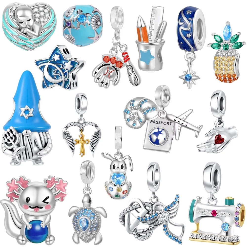 

New 925 Silver, Rabbit, Tortoise, Fish,Airplane Bead Pendant, European Original Bracelet DIY Accessories, Exquisite Jewelry Gift