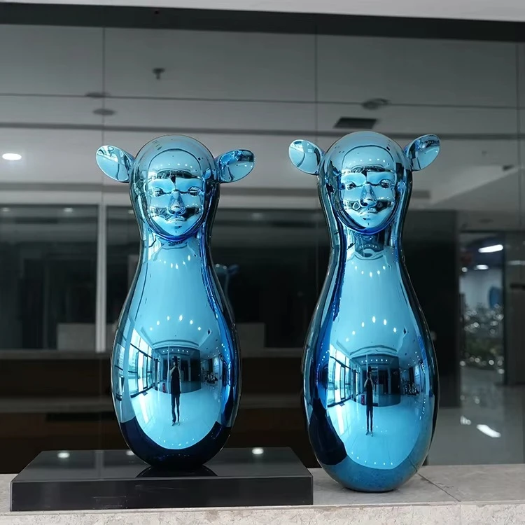 Electroplating Blue Mirror Polished Home Decoration Metal Crafts Stainless Steel Sculpture