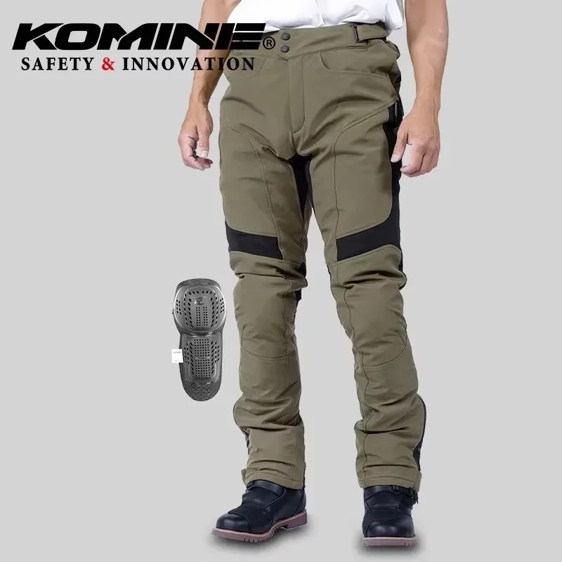 KOMINE PK-931 Autumn/Winter Men's Motorcycle Pants High Stretch Casual Rider Pants Light Fleece Windproof Riding Pants