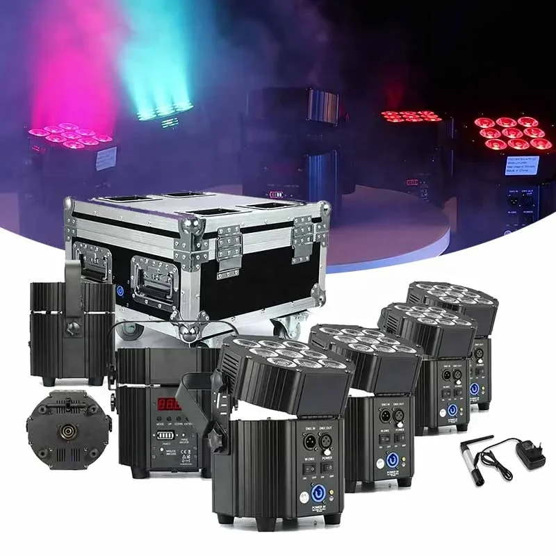 Wireless Battery LED Par Uplight 9pcs RGBWA UV 6in1 Light Pro Wedding Stage Event Party JD DMX Wireless Uplights Par Can Light