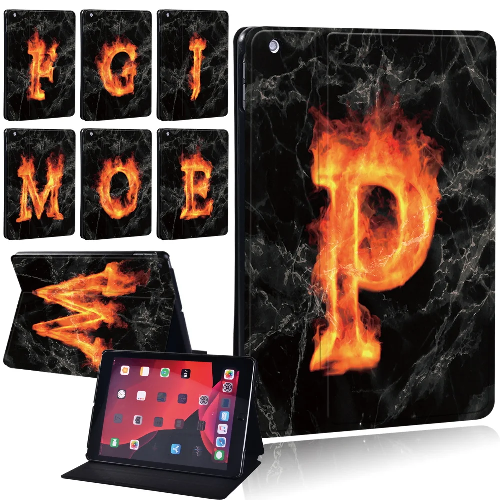 

iPad 9th Cases Fire Initial 26 Letters Tablet Case for Apple IPad 2 3 4 9.7“/5th/6th/7th/8th /Mini 1 2 3 4 5/Air 1 2 3 4/ Cover