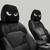 2PCS Funny Slanted Eyes Car Headrest Covers, Cartoon Face Elastic Protector for Halloween Christmas, Holiday Auto Decor