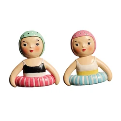 Cute Cartoon Swimming Ring Girls Two-Color Optional Creative Personality Design Resin Refrigerator Stickers Home Decoration Gift