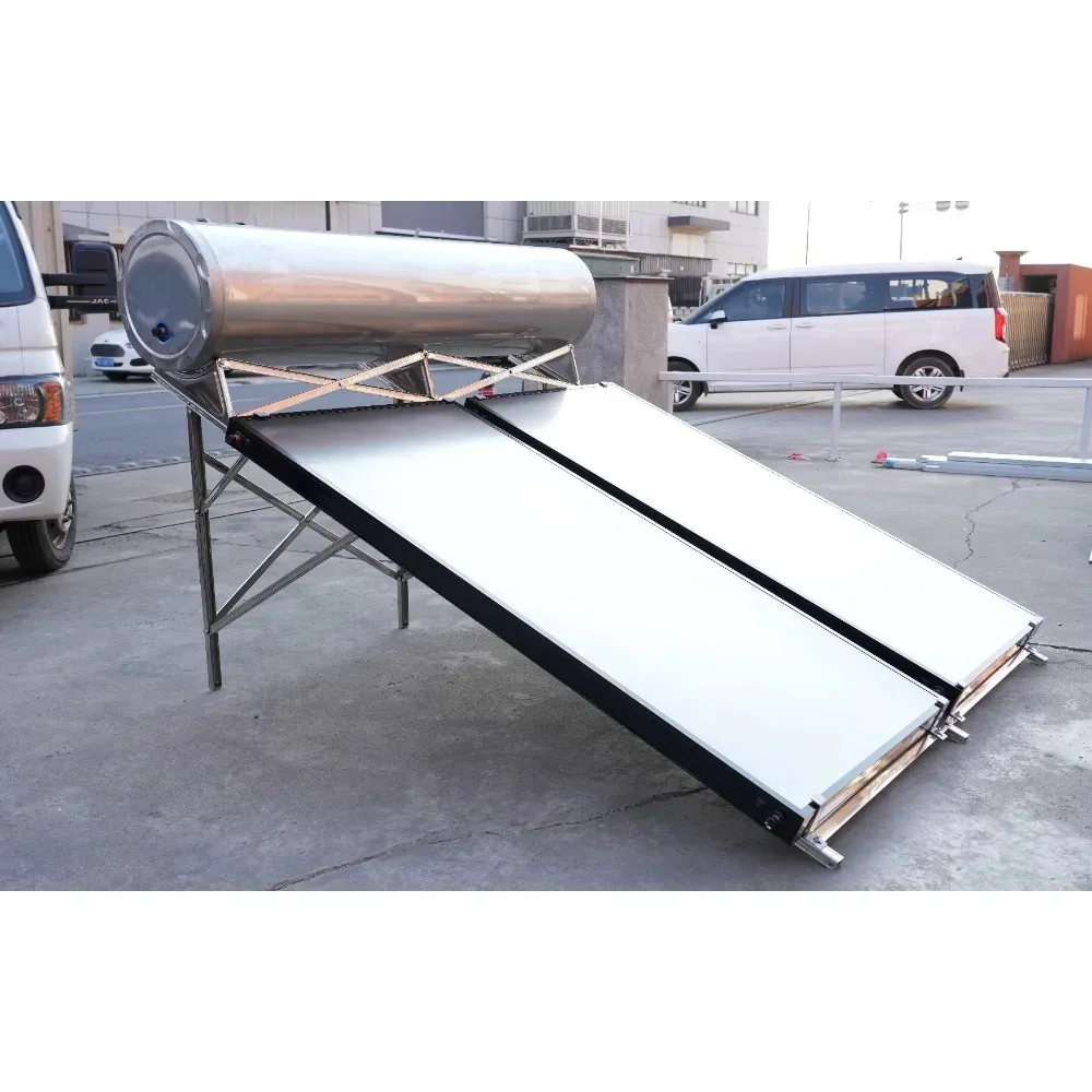 200 liters stainless steel 304 matte 2 pcs flat panel solar collector pressurized solar water heater hotel home