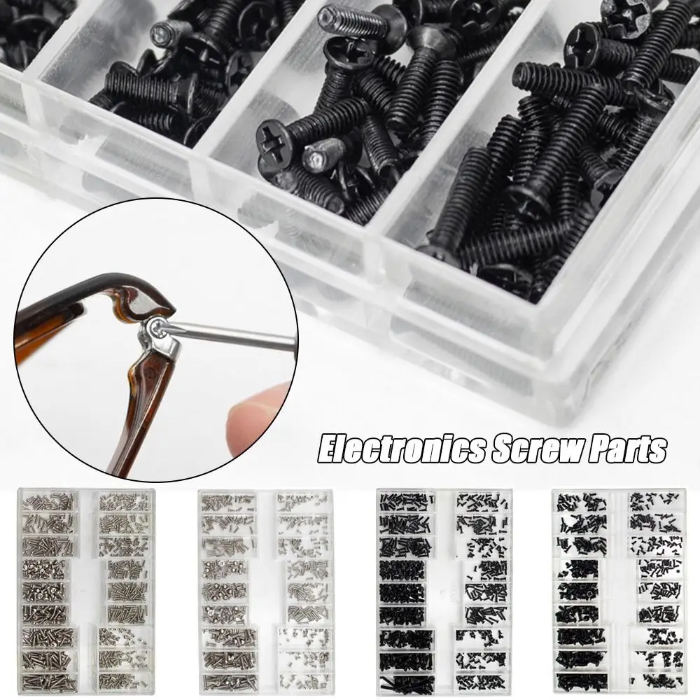 500pcs/set 18 Sizes Rear Cover Repair Mini Electronics Screw Parts Glasses Screws Watch Screws Sunglasses Parts