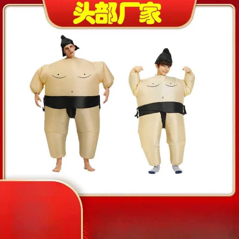 Inflatable Sumo Wrestler Costume - Funny Fat Man Blow Up Suit for Halloween & Party Props
