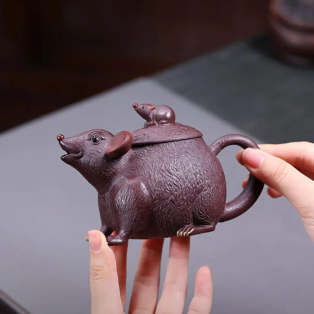 180ml Chinese Yixing Purple Clay Teapots Famous Handmade Dragon Pattern Xishi Tea Pot Raw Ore Dahongpao Kettle Zisha Tea Set