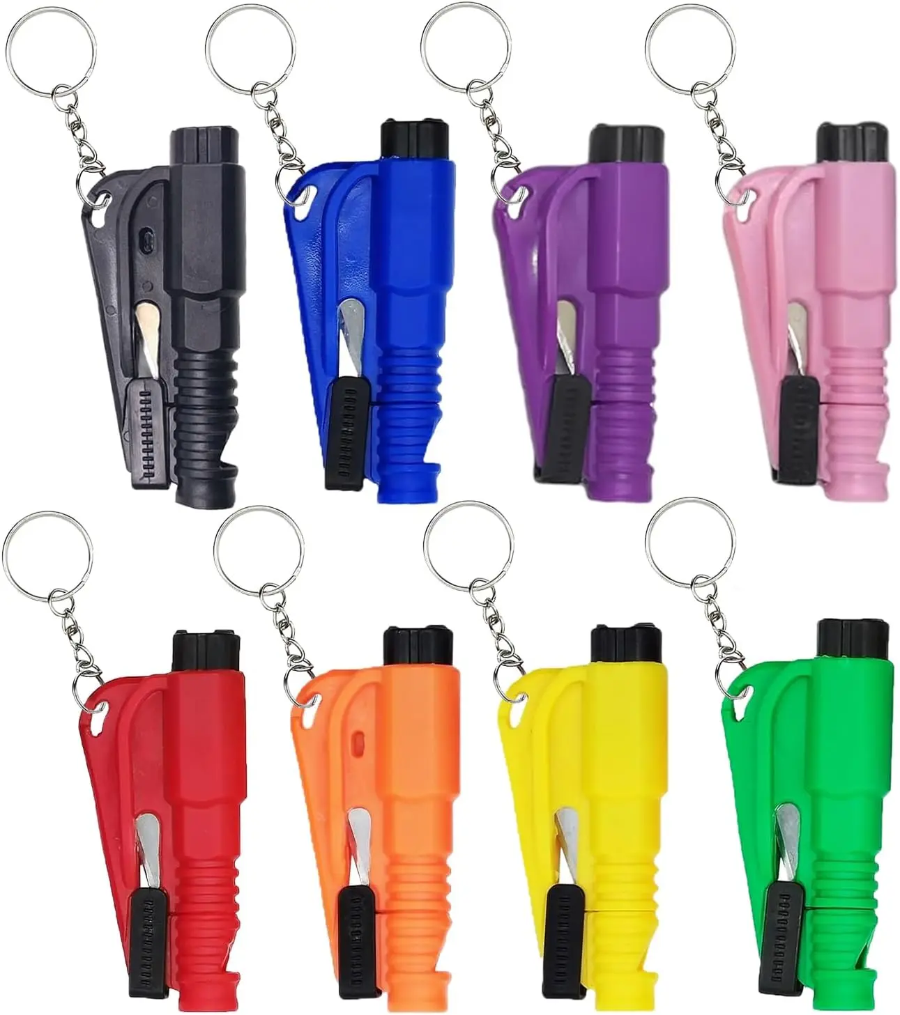 8Pcs Car Window Breaker Tool Keychain 3in1 Glass Breaker and Seatbelt Cutter Survival Whistle Emergency Keychain Car Escape Tool