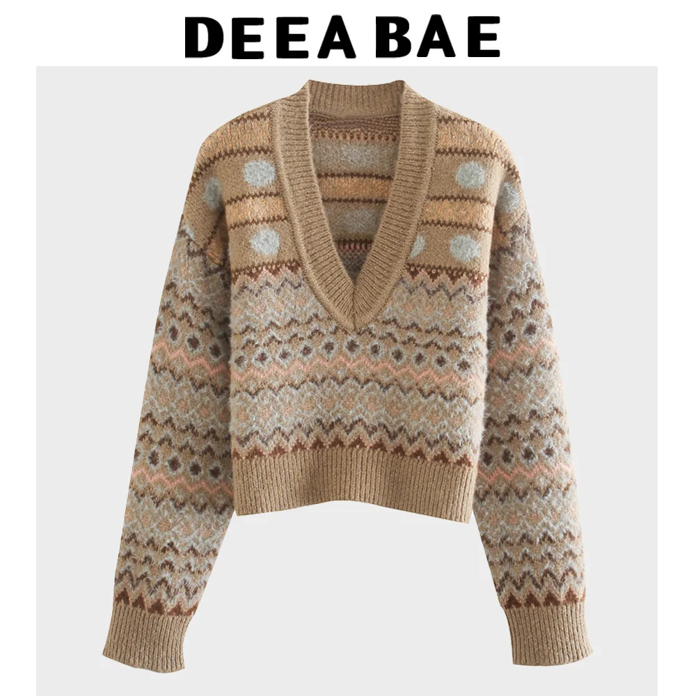 

DEEABAE Maillard Retro Sweater For Women Lazy Winter High-end And Stylish Very Good-looking Knitted Bottoming Shirt Top