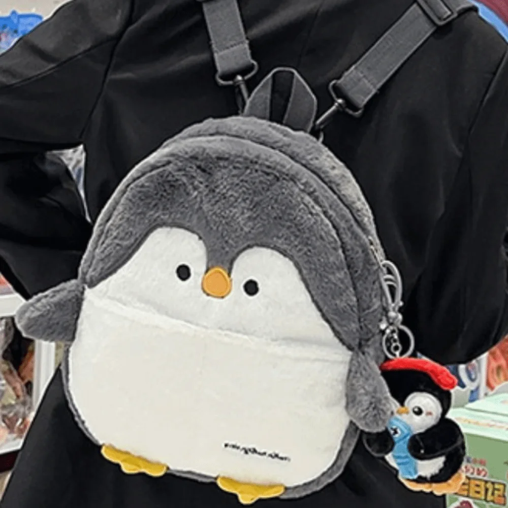 Creative Kawaii Penguin Crossbody Bag Shark Adorable Soft Seal Backpack Realistic Look Fluffy Animal Shoulder Bag Girls