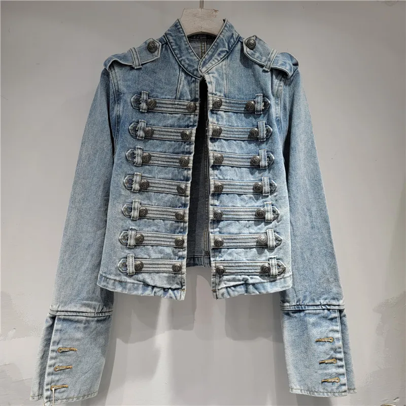 High Street Jean Jackets Women's Retro Court Style Design Denim Spring Loose Fit BF Style Jacket Short Top