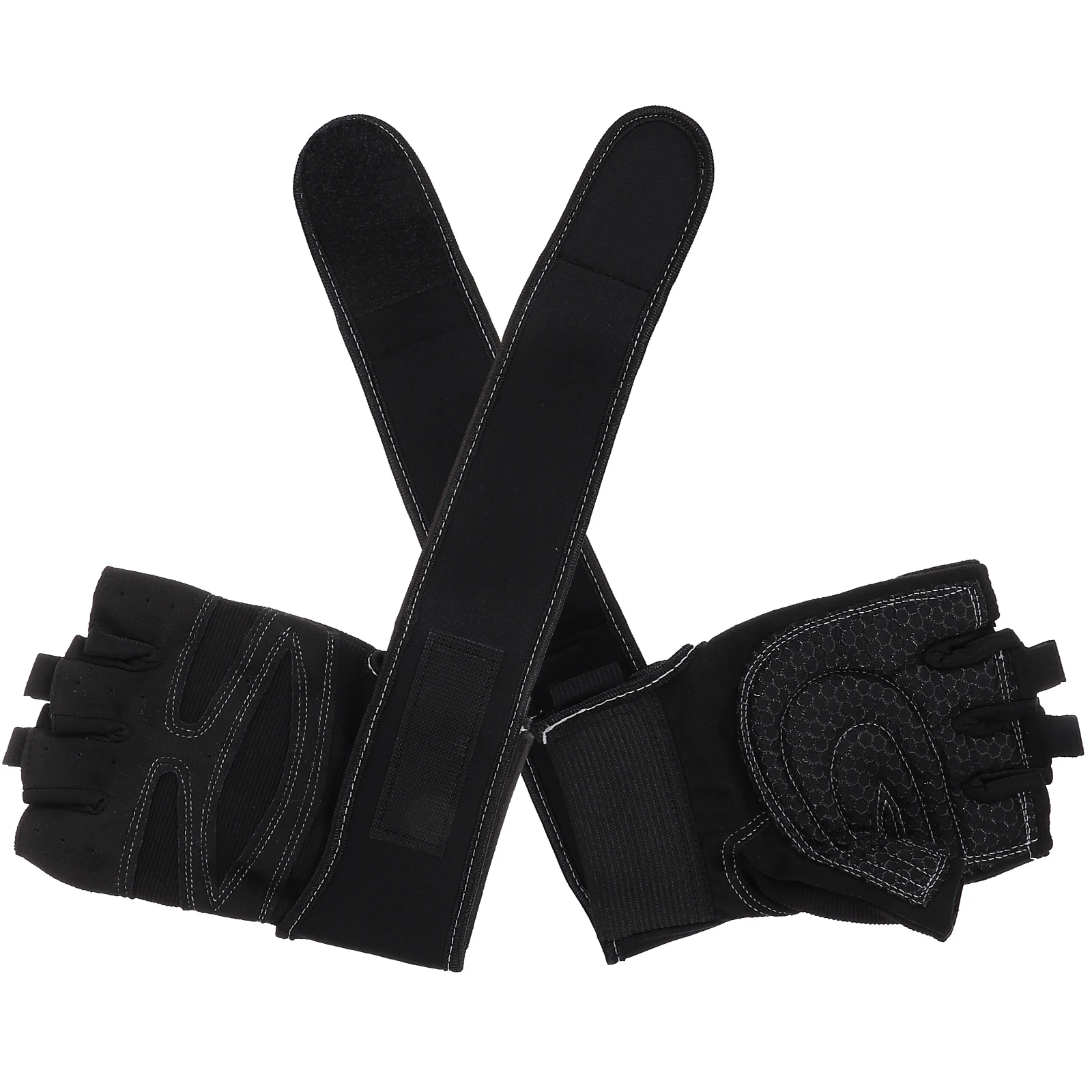 

Sports Half Finger Gloves Black Workout Lifting Fitness Mens Shock Absorbing Anti Slip Durable Cloth Breathing Elastic