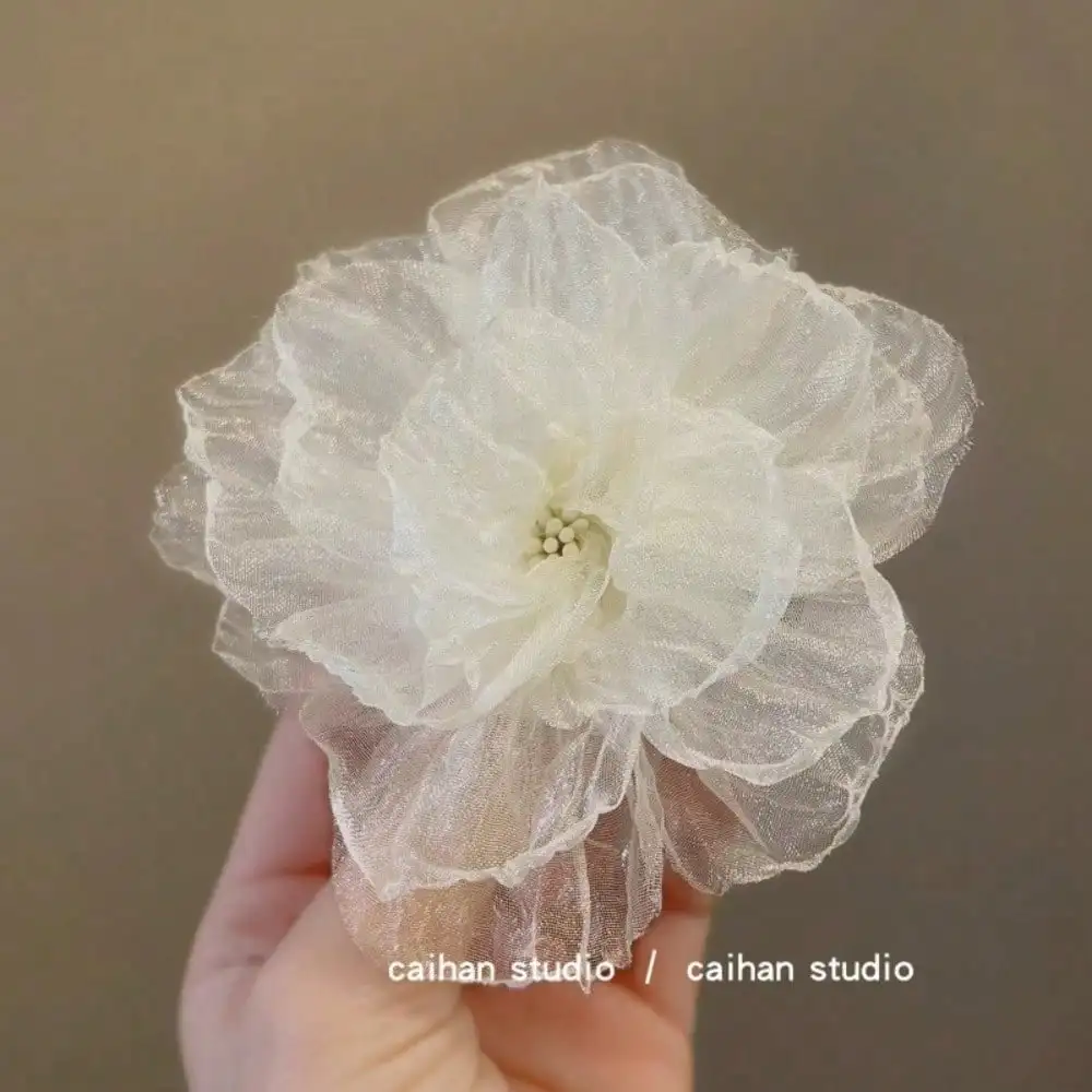 1Pc Summer Super Fairy Pure Desire Mori Series Eugen Yarn Flower Hairpin Niche Design Side Clip Bangs Clip Atmosphere Hair Accessories - Detail 1