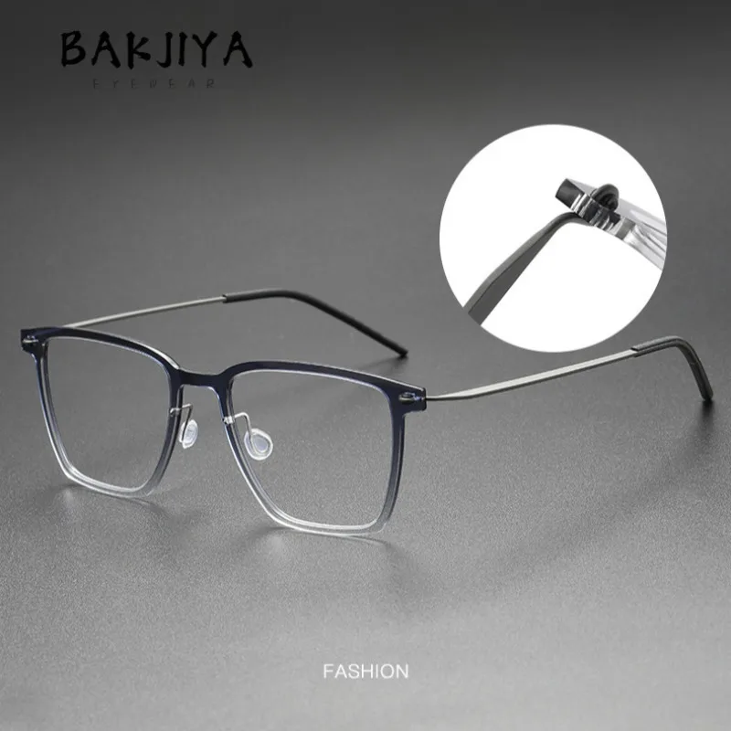 

Denmark Brand Designer Screwless Nylon Square Eyeglasses Frames Pure Titanium Temples Men and Women Ultra-light Glasses Frames